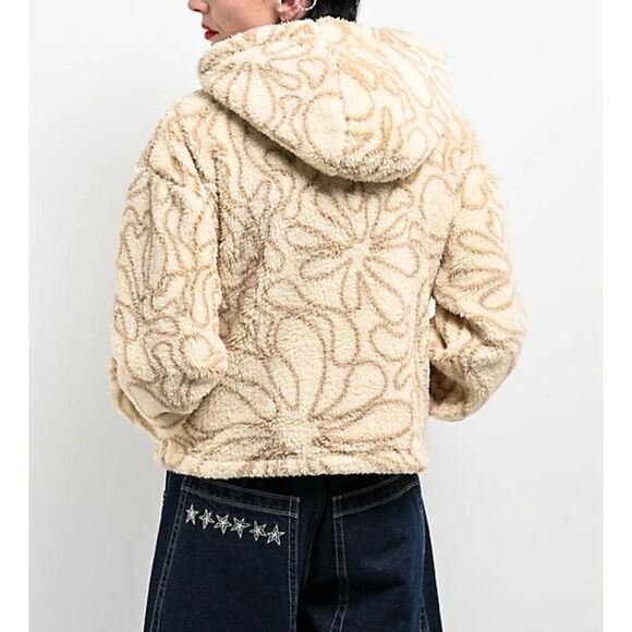 aLab Kendallie Flowers Birch Fleece Hoodie in Cream and Tan Floral - Size M - Picture 2 of 8